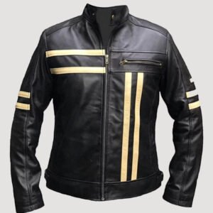 Men Real Leather Black Motorbike Jacket