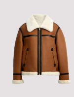 Shearling Bomber Leather Jacket for Mens