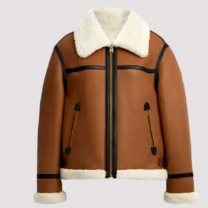 Shearling Bomber Leather Jacket for Mens