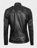 asymmetrical black leather jacket women