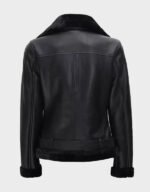 asymmetrical black shearling leather jacket womens