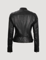 biker black leather jacket for womens