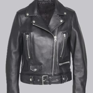 black biker leather jacket