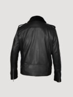 black genuine leather biker jacket for mens