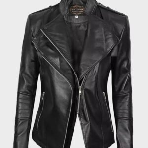 black leather jacket women