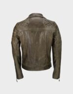 brown biker style cow hide leather jacket mens