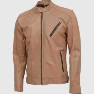 brown leather biker jacket