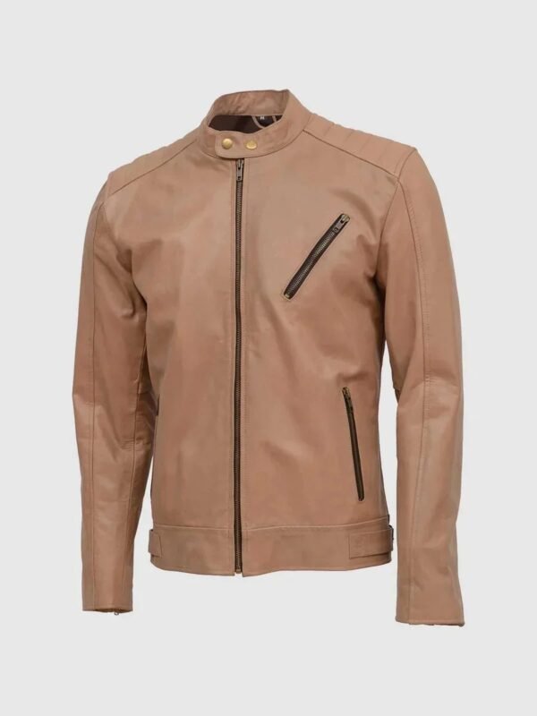 brown leather biker jacket