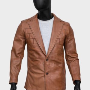 brown leather blazer for men