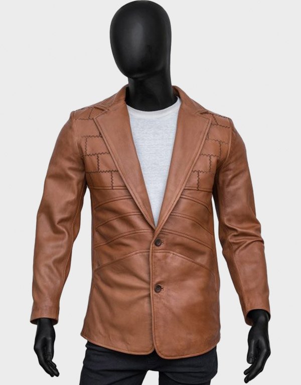 brown leather blazer for men