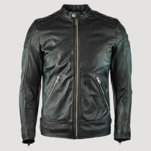 cafe racer mens leather black jacket