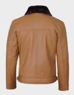 camel brown asymmetrical shearling leather jacket mens