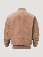 camel brown suede leather bomber jacket