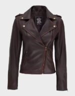 colorado womens dark brown moto leather jacket