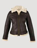 dark brown shearling womens leather jacket