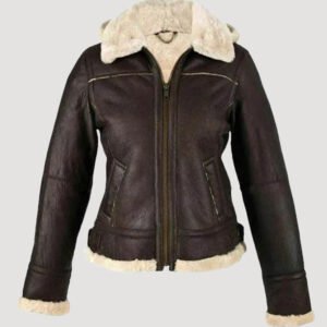 dark brown shearling womens leather jacket