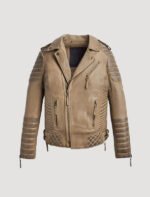 desert brown waxed biker leather motorbike jacket