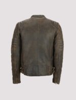 distressed cafe racer brown motorcycle eather jacket for mens