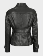 gladys womens peplum leather jacket black