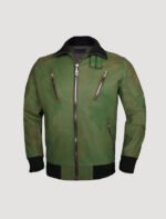 green rustic genuine leather jacket