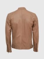 leather biker jacket brown