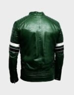 men biker leather jacket green