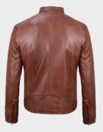 men cognac biker leather jacket