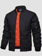 mens black bomber jackets full zip windbreaker