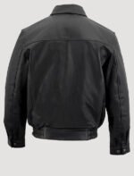 mens black classic fashion leather jacket with zipper closure