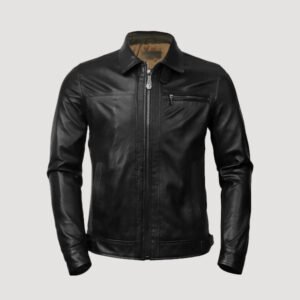 mens black leather jacket