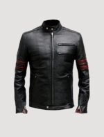 mens black leather jacket with zipper closure