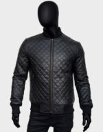 mens black quilted bomber jacket