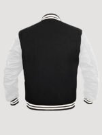 mens black varsity jacket with leather sleeves