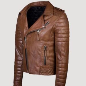 mens brown designer leather jacket