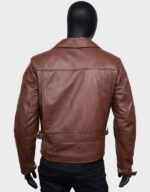 men’s brown motorcycle leather jacket