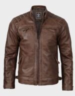 mens coffee brown motorcycle leather jacket