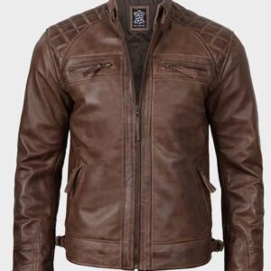 mens coffee brown motorcycle leather jacket