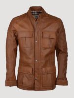 mens four pockets brown jacket