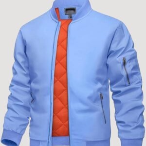 mens light blue bomber jacket