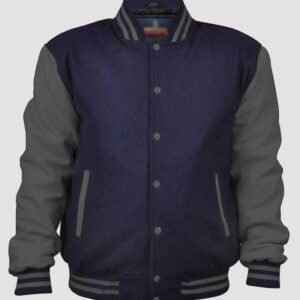 mens navy dark grey varsity jacketmens navy dark grey varsity jacket