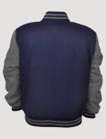 mens navy dark grey varsity jacket with real leather