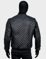 mens quilted black bomber leather jacket