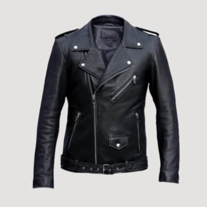 mens stylish black leather jacket