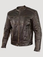 mens vintage style cowhide leather biker jacket