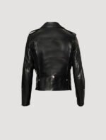 mens zipper style black leather jacket