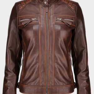 real lambskin womens brown leather jacket