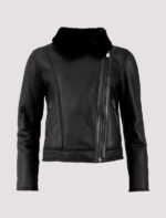 shearling biker leather jacket