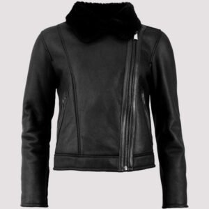 shearling biker leather jacket