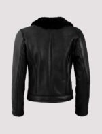 shearling biker leather jacket for womens