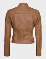 slim fit camel brown leather jacket